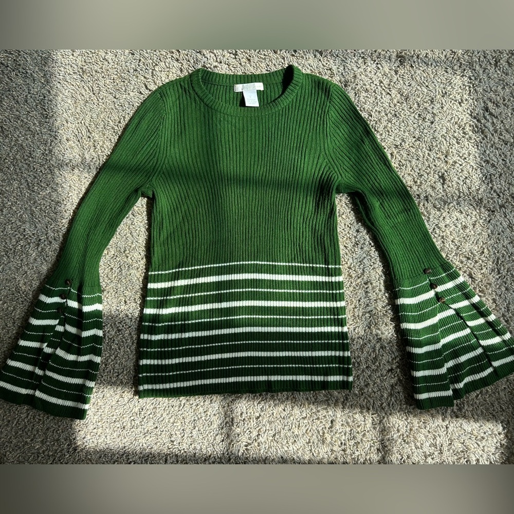 Design History Green Striped Knit Sweater Size XS